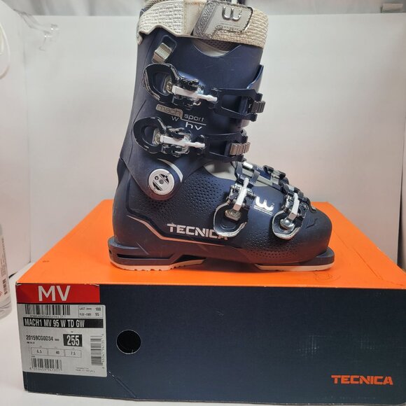 Tecnica Mach1 MV 95 W TD GW Women's Dark Blue Ski Boots US Size 7.5 - Picture 1 of 12